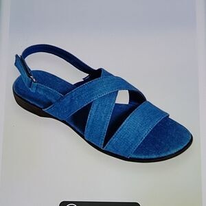 COMFORT CANVAS CRISS-CROSS  OPEN TOE WITH VELCRO STRAP WOMEN"S SANDAL